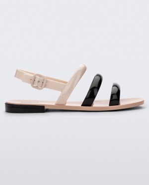 Beige Black Women's Melissa Essential Wave Sandals | BAJT-32759 | USA