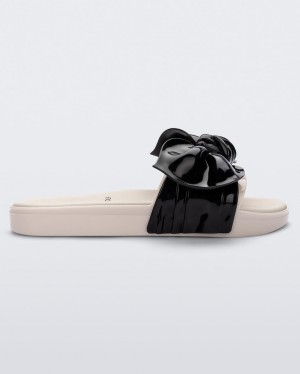 Beige Black Women's Melissa VIKTOR & ROLF Tie Beach Slides | MKUW-76520 | USA