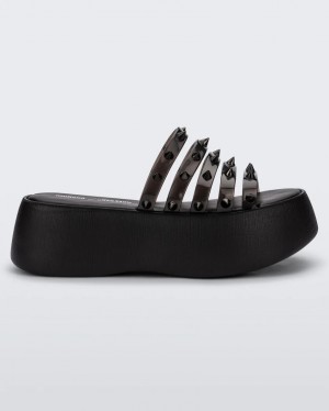 Black Grey Black Women's Melissa JEAN PAUL GAULTIER Punk Love Becky Slides | IOWD-08592 | USA