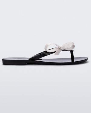 Black White Women's Melissa Harmonic Sweet Flip Flops | XTYF-17940 | USA