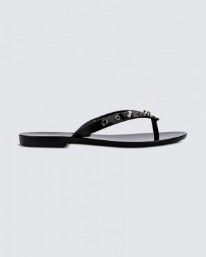 Black Women's Melissa Harmonic Studs Flip Flops | RIDF-38765 | USA