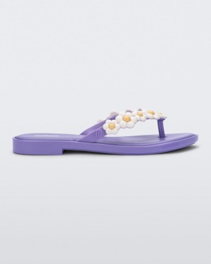 Purple White Women's Melissa Spring Flip Flops | KOZT-06584 | USA