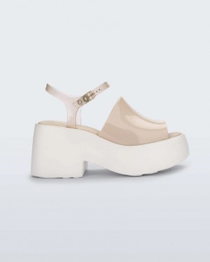 White Beige Women's Melissa Pose Sandals | NHIL-08513 | USA