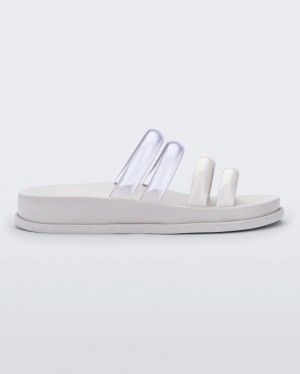 White Grey Women's Melissa Soft Wave Slides | AQEK-41706 | USA