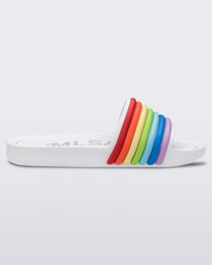 White Women's Melissa Rainbow Beach Slides | ZKEV-80271 | USA