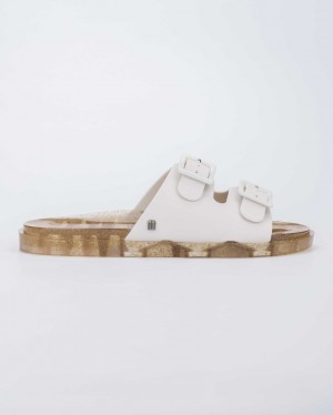 White Women's Melissa Wide Slides | YTIZ-12430 | USA