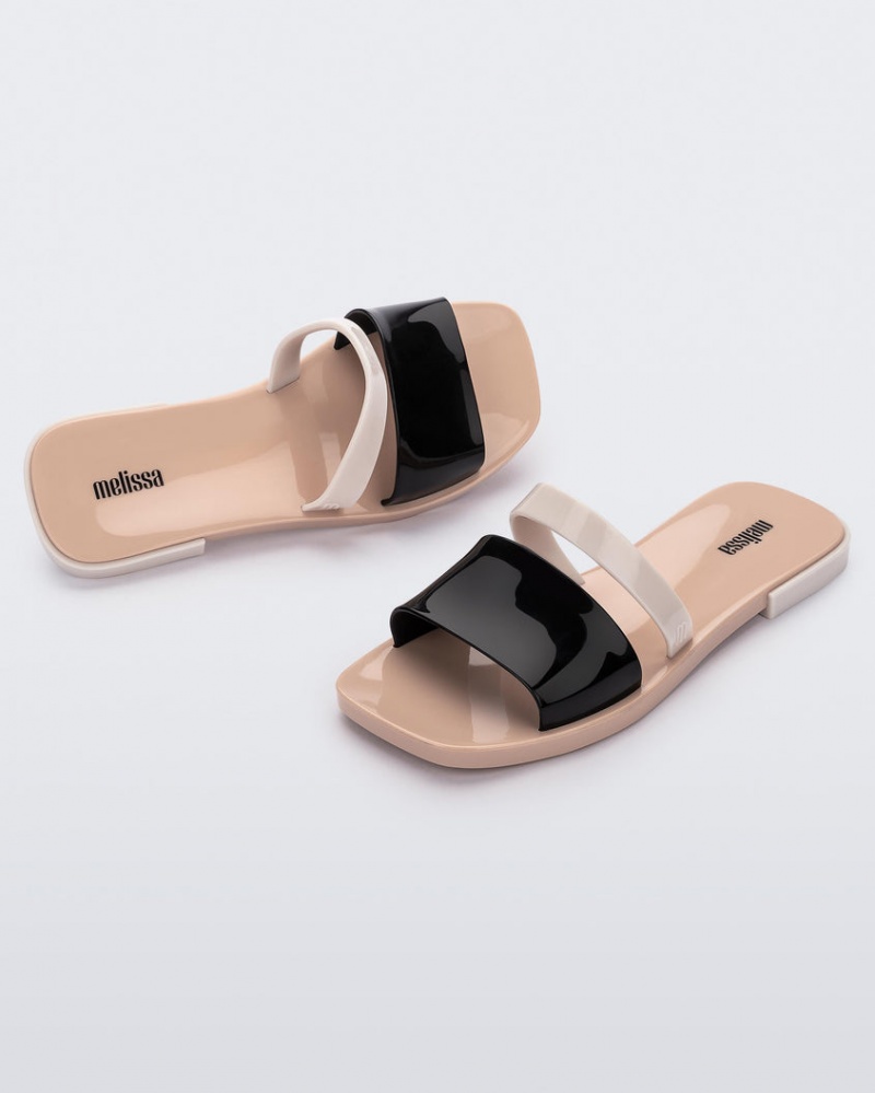 Beige Black Women's Melissa Ivy Slides | JGWI-12475 | USA