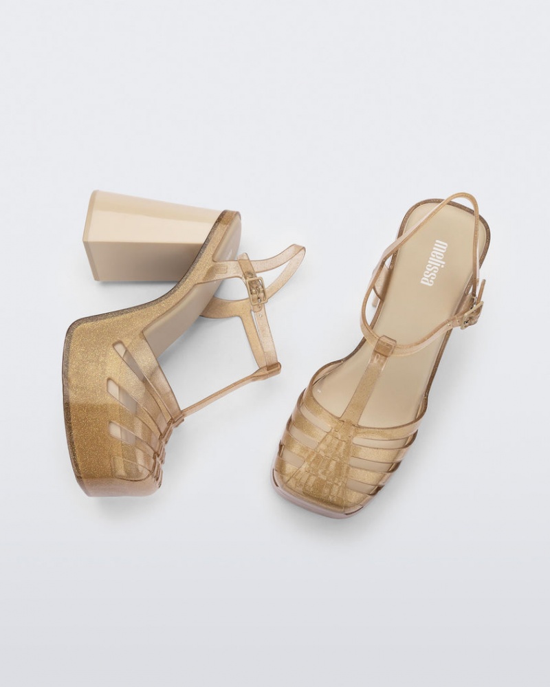 Beige Gold Women's Melissa Party Heels | FVHE-73960 | USA