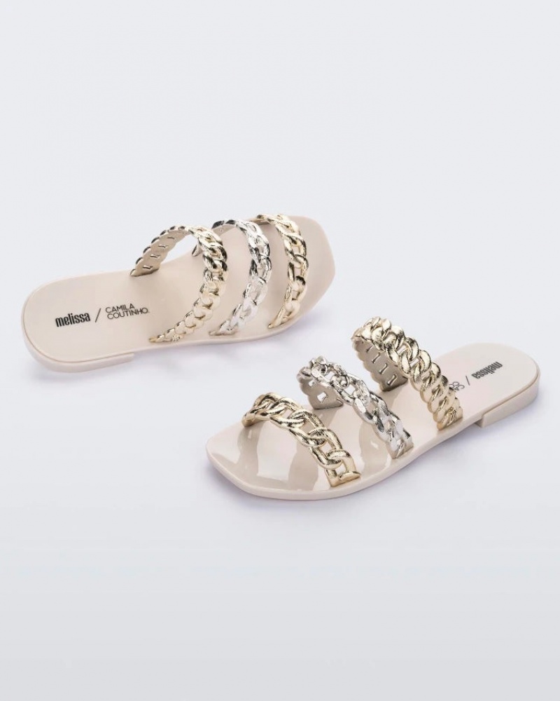 Beige Women's Melissa CAMILA COUTINHO Feel Slides | PSWO-69348 | USA