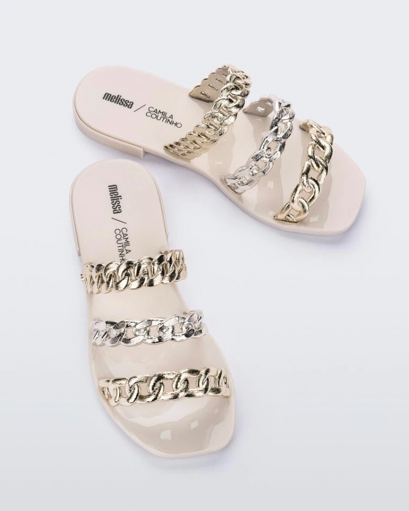 Beige Women's Melissa CAMILA COUTINHO Feel Slides | PSWO-69348 | USA