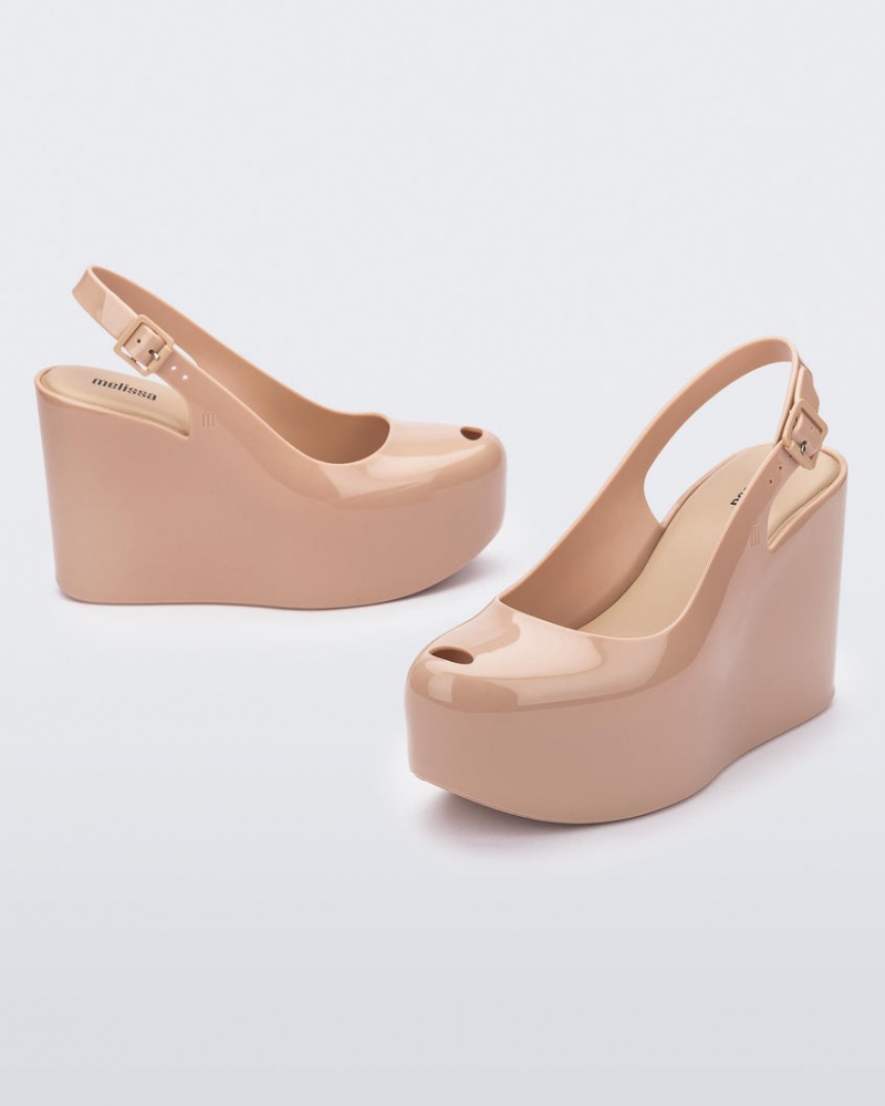 Beige Women's Melissa Groovy Platforms | TLBU-23407 | USA