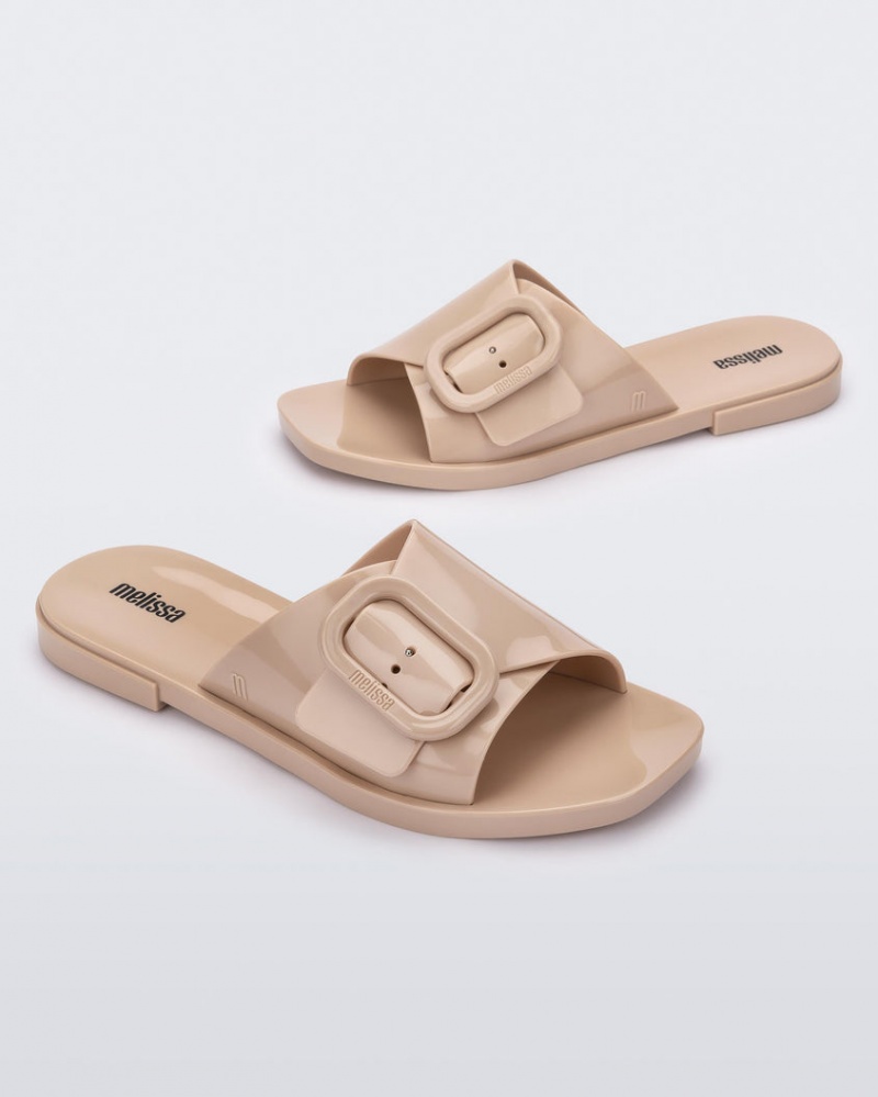 Beige Women's Melissa Lisie Slides | HUGJ-75261 | USA