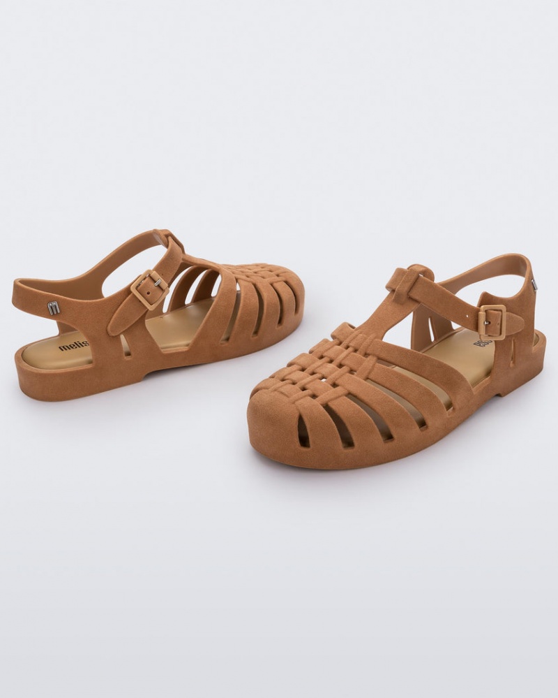 Beige Women's Melissa Possession Velvet Sandals | DIBC-72485 | USA