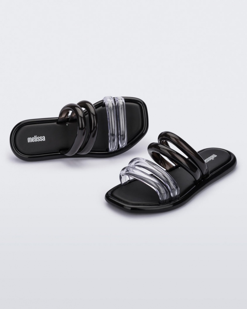 Black Grey Women's Melissa Airbubble Slides | ZYTF-96073 | USA