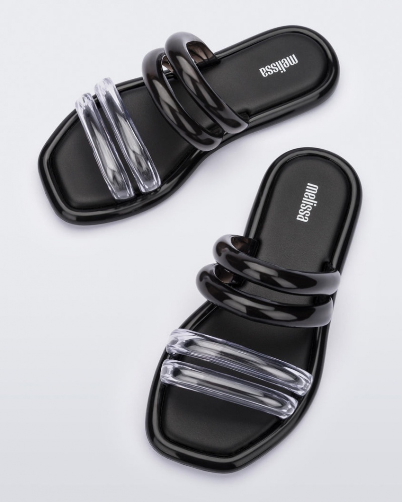 Black Grey Women's Melissa Airbubble Slides | ZYTF-96073 | USA