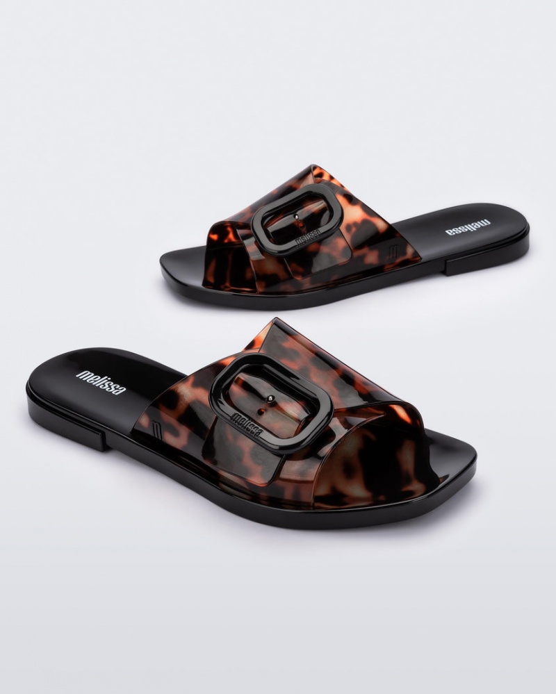 Black Grey Women's Melissa Lisie Slides | MGHF-42780 | USA