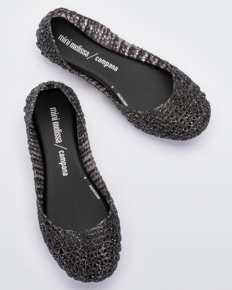 Black Kids' Melissa Mini Campana Flats | GBZT-98417 | USA