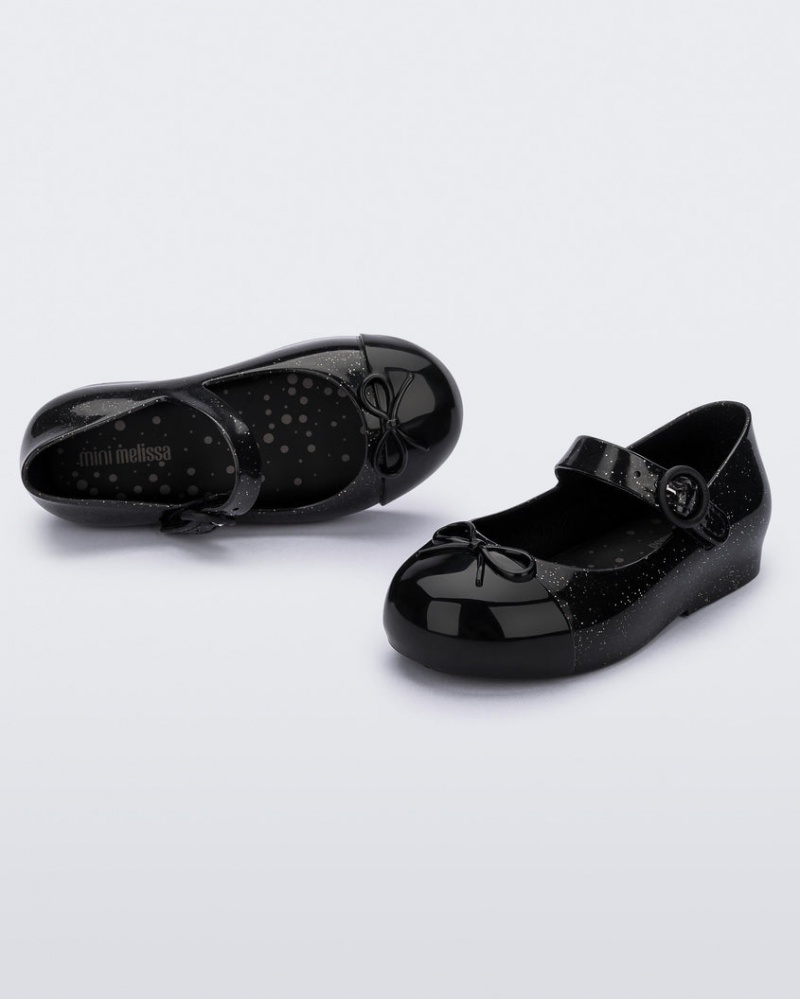 Black Silver Baby Melissa Mini Sweet Love Cap Toe Flats | ONPZ-54910 | USA