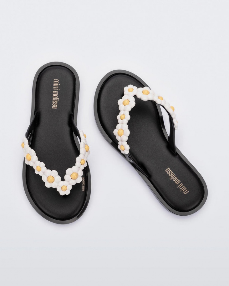 Black White Kids' Melissa Mini Spring Flip Flops | GZUV-86740 | USA