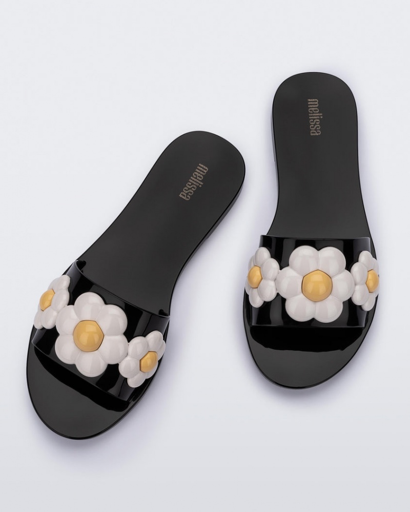 Black White Women's Melissa Babe Spring Slides | MKVP-75829 | USA