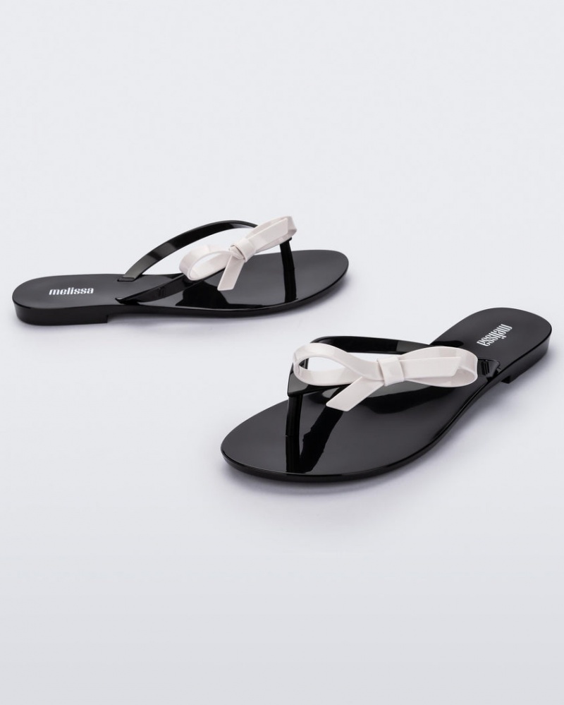 Black White Women's Melissa Harmonic Sweet Flip Flops | XTYF-17940 | USA