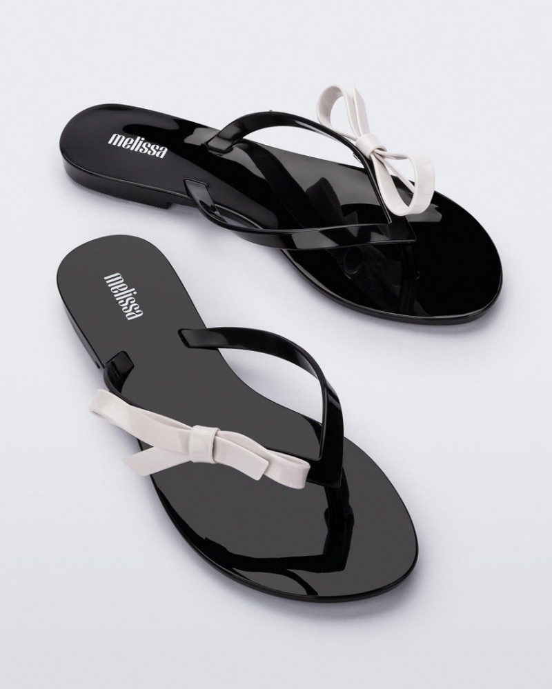 Black White Women's Melissa Harmonic Sweet Flip Flops | XTYF-17940 | USA