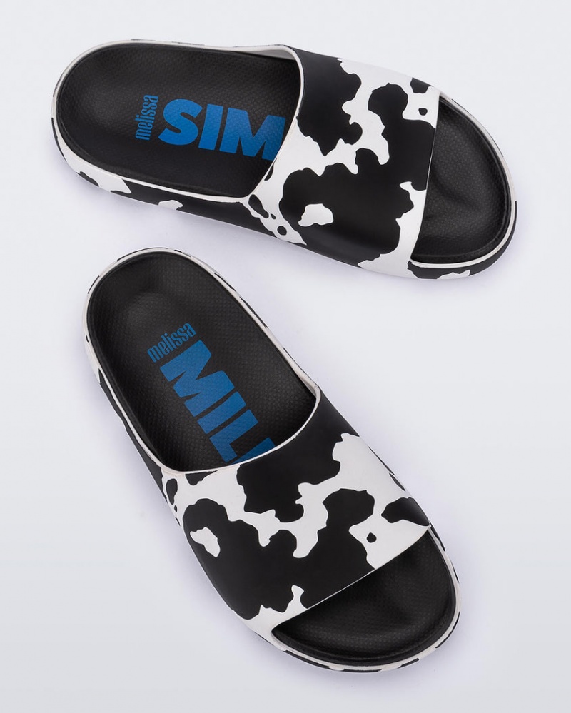 Black White Women's Melissa SIMON MILLER Cloud Slides | WKHM-58719 | USA