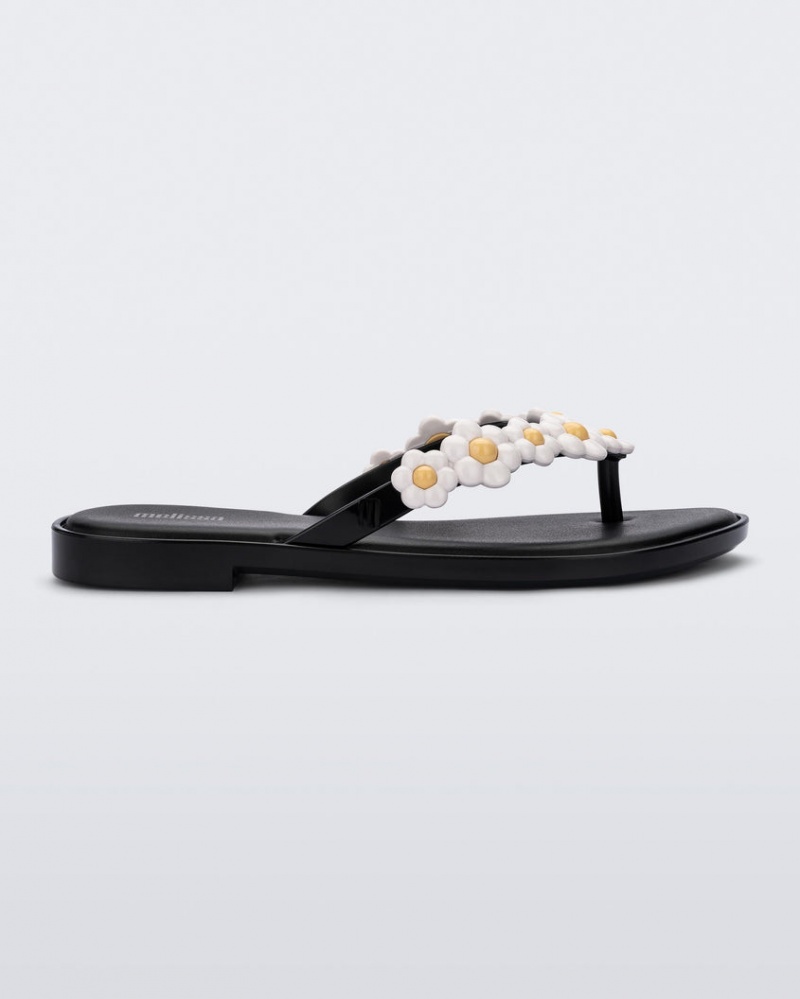 Black White Women\'s Melissa Spring Flip Flops | AYJP-25360 | USA