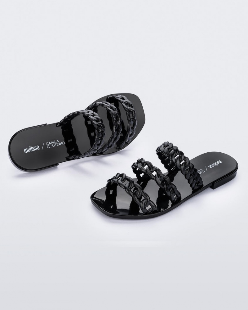 Black Women's Melissa CAMILA COUTINHO Feel Slides | OMHN-54039 | USA