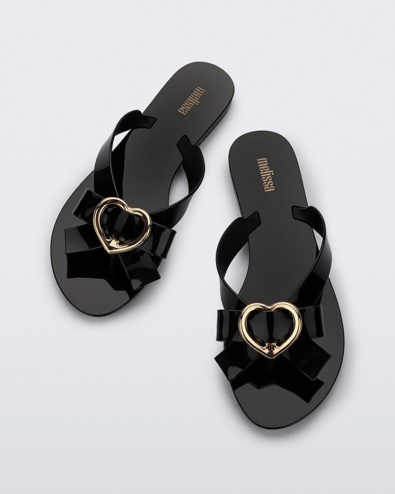 Black Women's Melissa Harmonic Heart Flip Flops | EIWF-06295 | USA