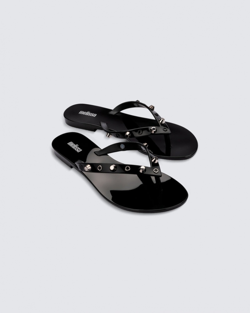 Black Women's Melissa Harmonic Studs Flip Flops | RIDF-38765 | USA