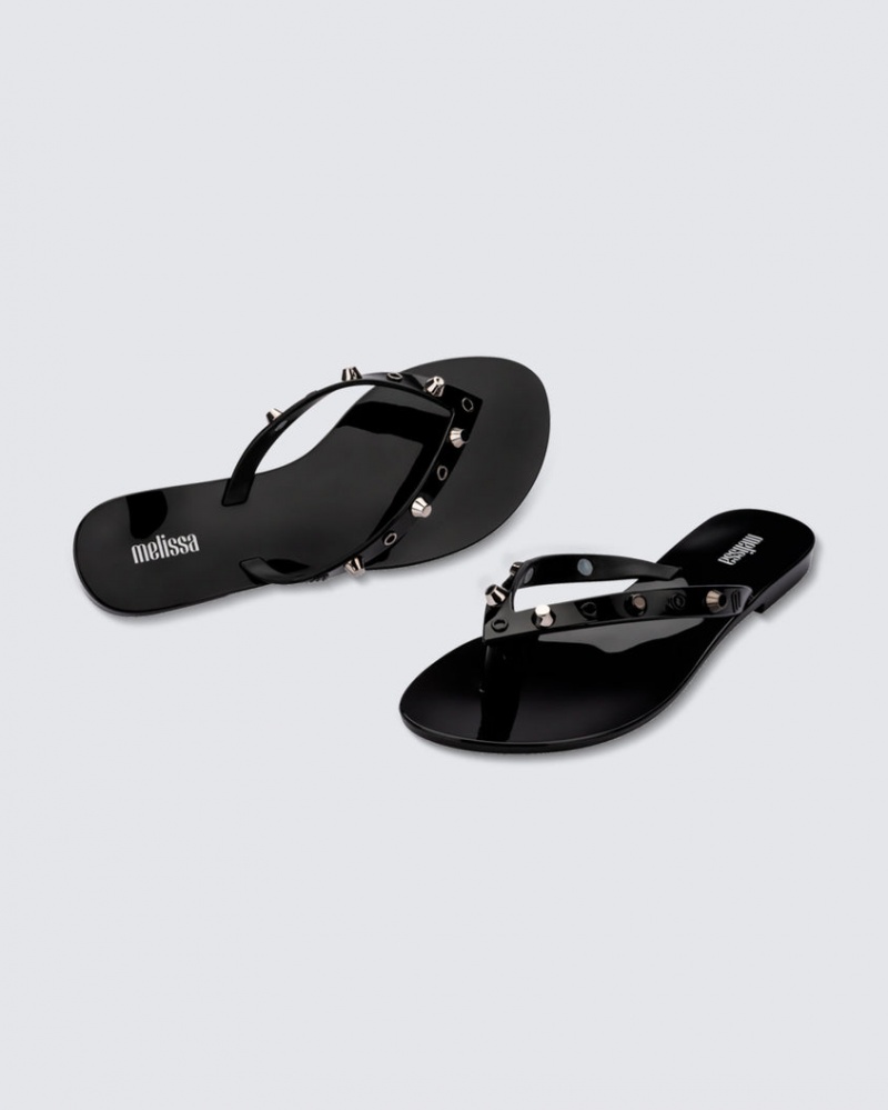 Black Women's Melissa Harmonic Studs Flip Flops | RIDF-38765 | USA