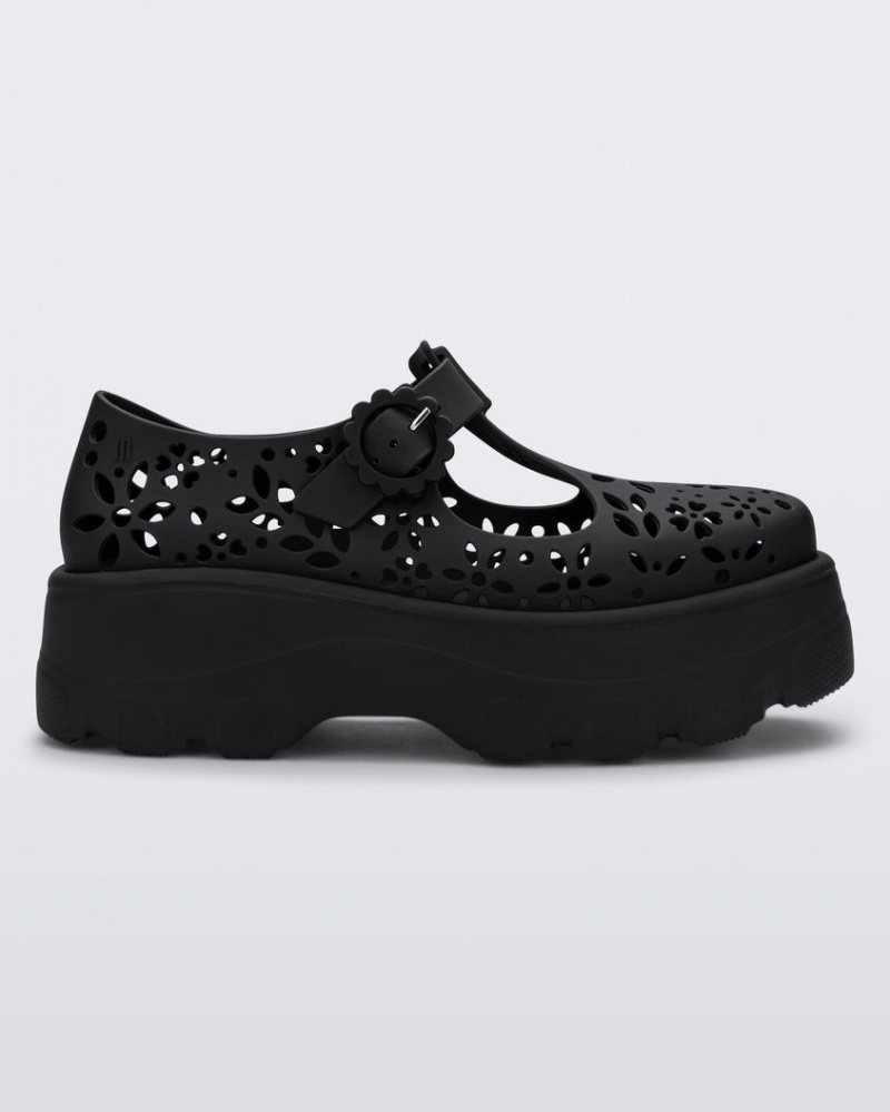 Black Women\'s Melissa Kick Off Lace Platforms | HKTM-01389 | USA