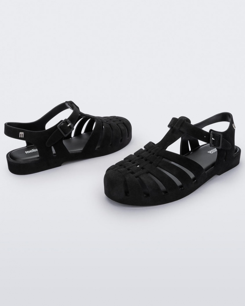 Black Women's Melissa Possession Velvet Sandals | SVEW-74528 | USA