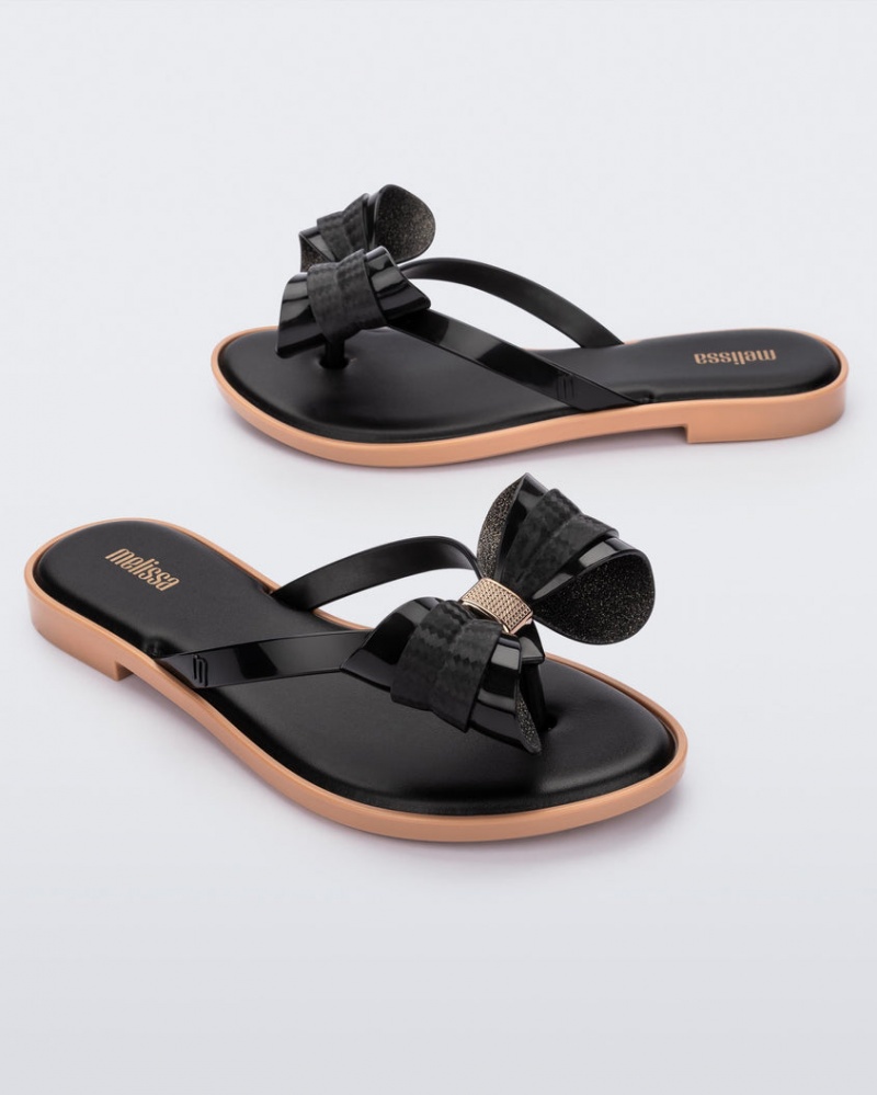 Black Women's Melissa Slim Flip Flops | QHWV-80425 | USA