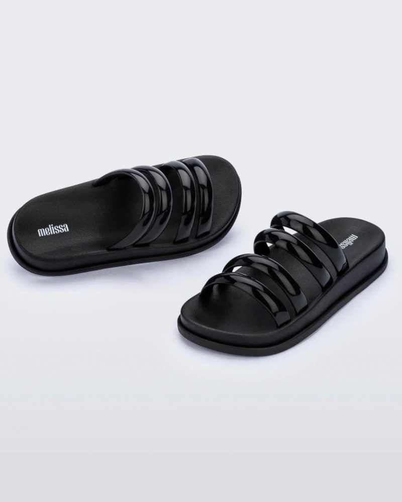 Black Women's Melissa Soft Wave Slides | FASX-13097 | USA