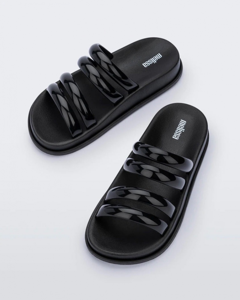 Black Women's Melissa Soft Wave Slides | FASX-13097 | USA