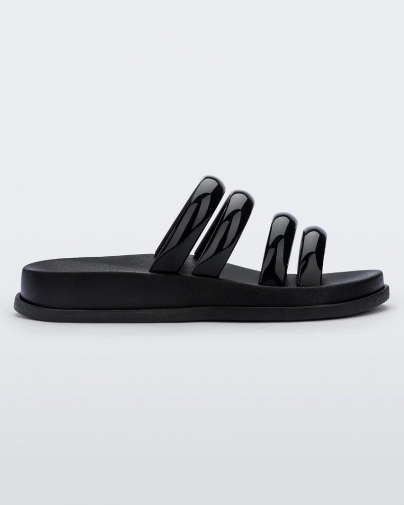 Black Women\'s Melissa Soft Wave Slides | FASX-13097 | USA