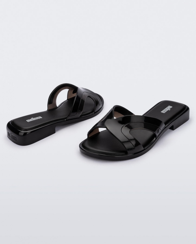 Black Women's Melissa Yacht Slides | TQND-09641 | USA