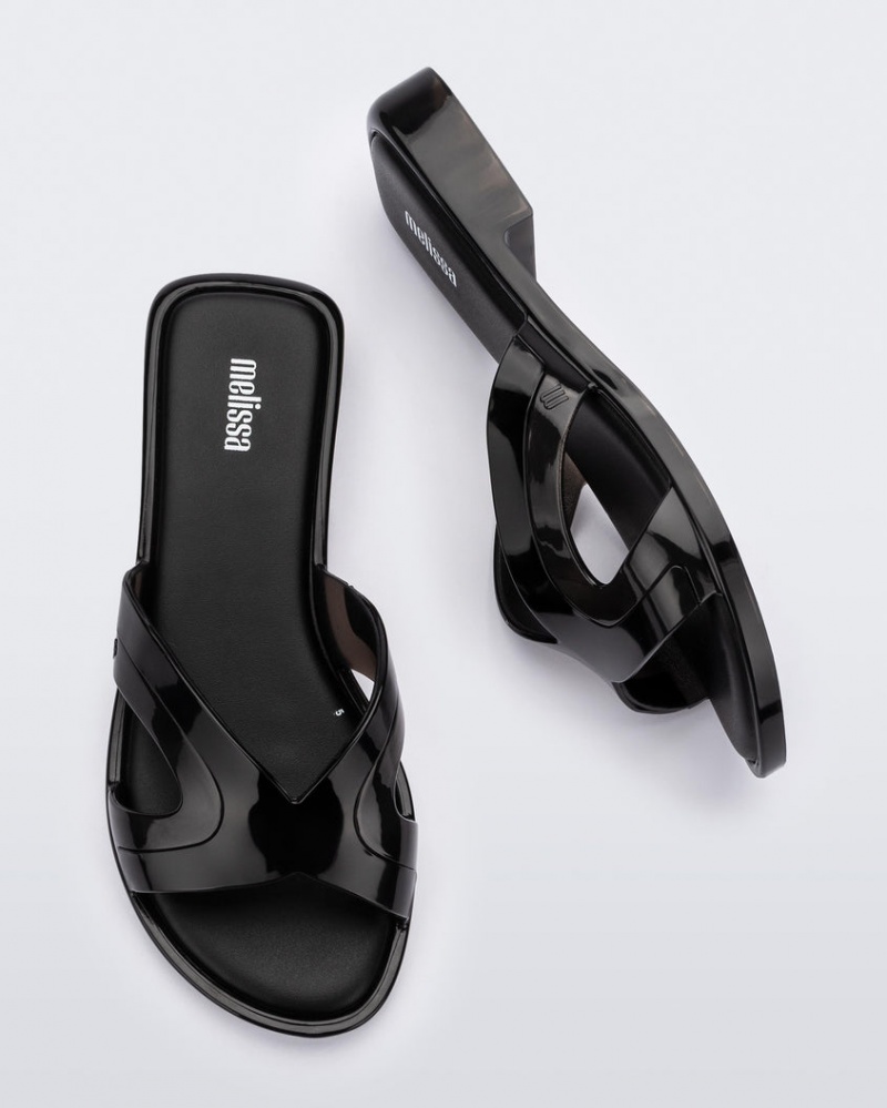 Black Women's Melissa Yacht Slides | TQND-09641 | USA