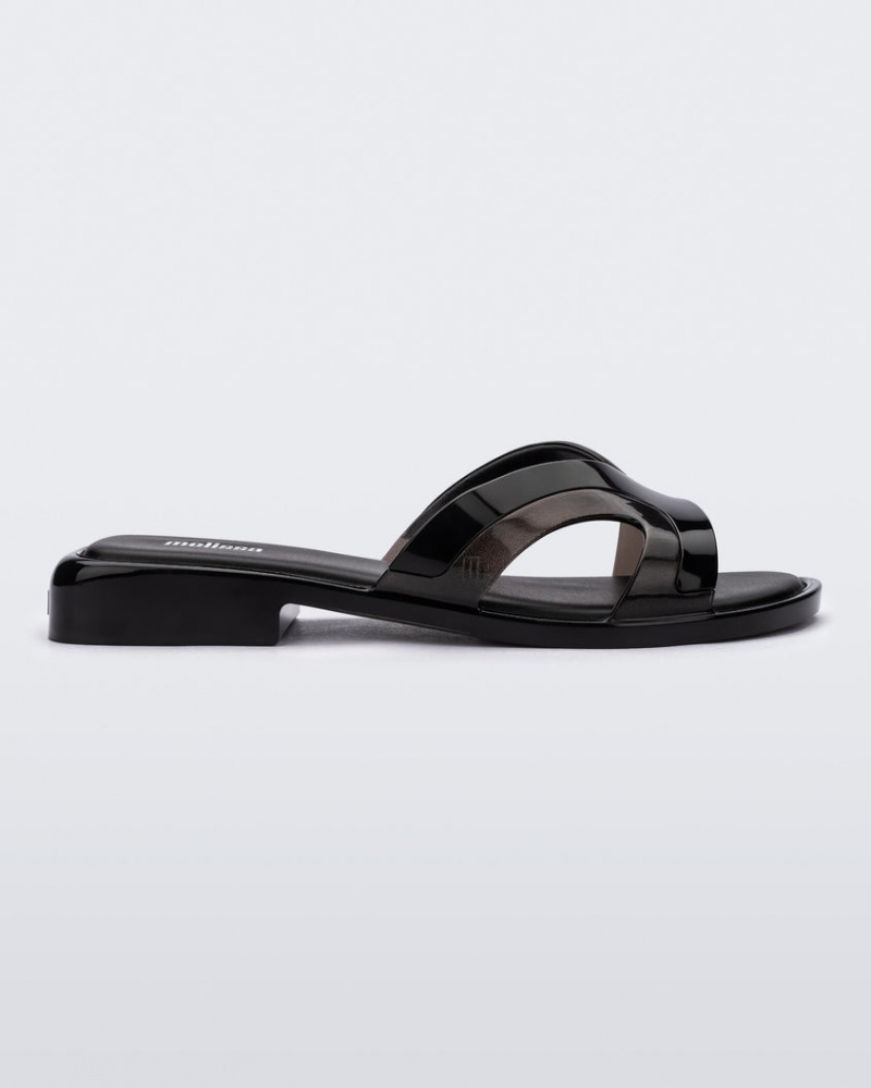 Black Women\'s Melissa Yacht Slides | TQND-09641 | USA