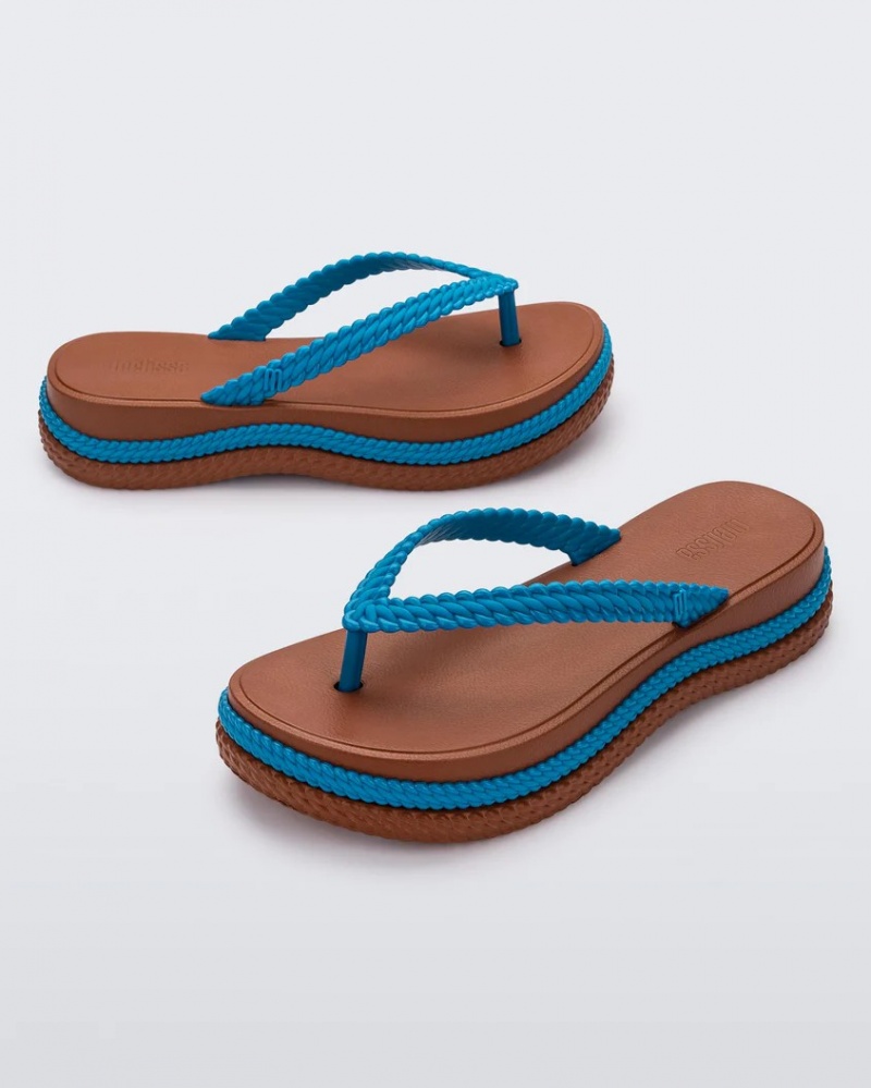 Brown Blue Women's Melissa Leblon Flip Flops | GLHX-73640 | USA