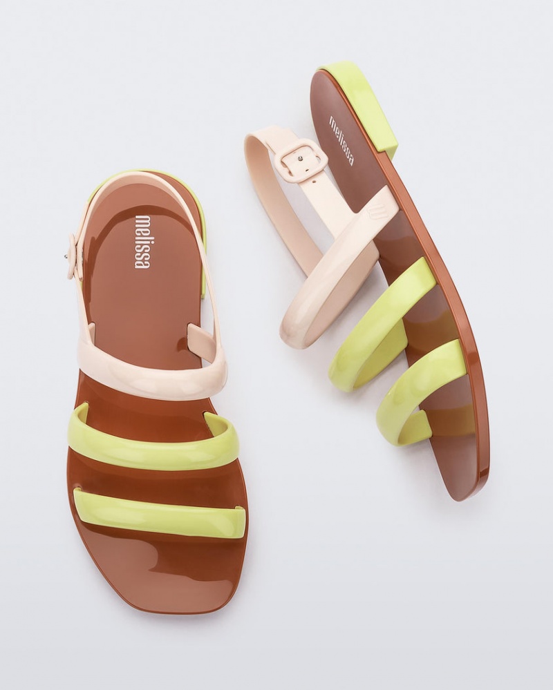 Brown Yellow Women's Melissa Essential Wave Sandals | YMQX-70945 | USA