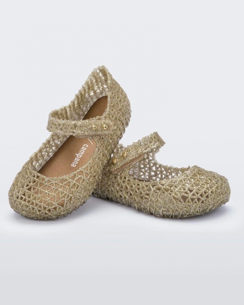 Gold Baby Melissa Mini Campana Flats | FYNV-05839 | USA