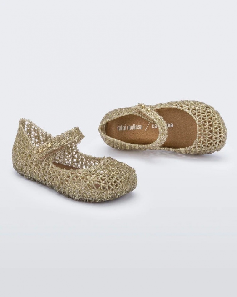 Gold Baby Melissa Mini Campana Flats | FYNV-05839 | USA