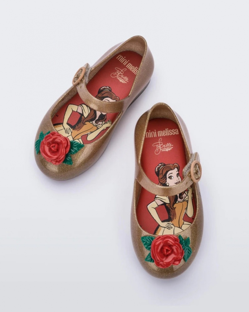 Gold Red Baby Melissa Mini Disney Sweet Love Princess Flats | JIPR-29467 | USA