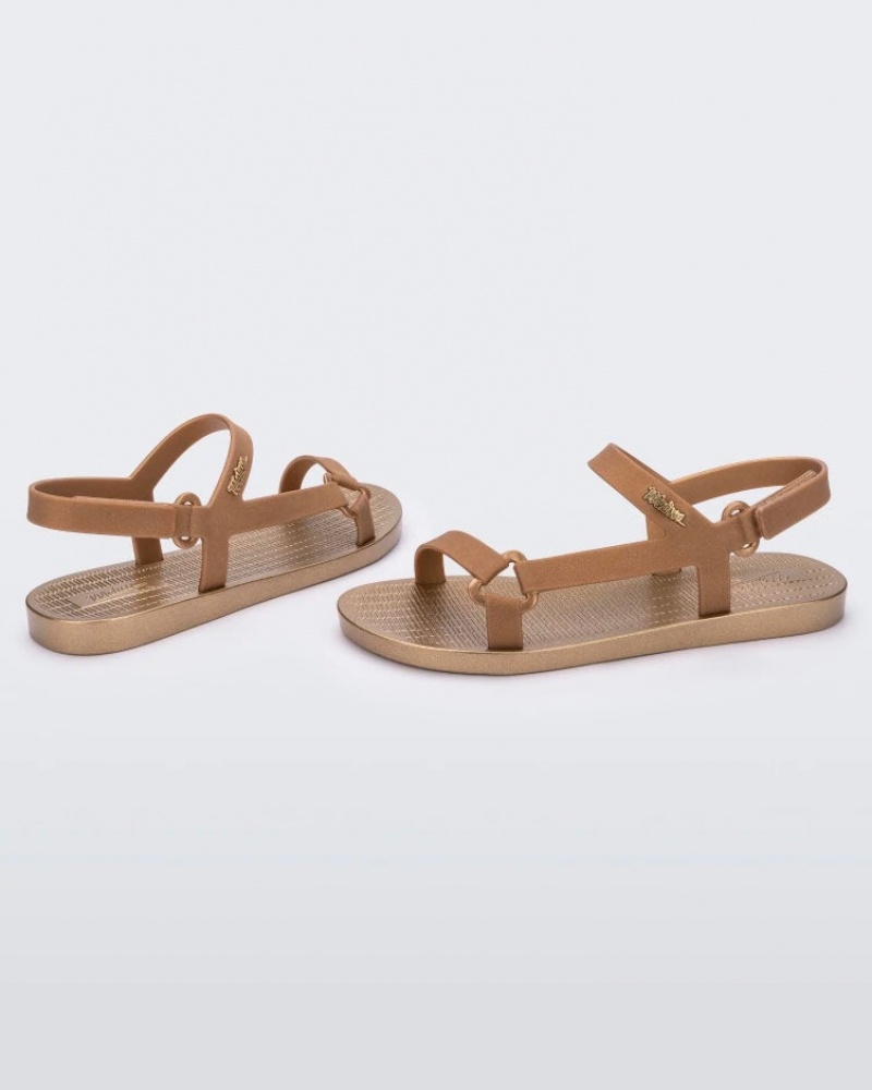 Gold Women's Melissa Sun Downtown Sandals | QBLU-40362 | USA