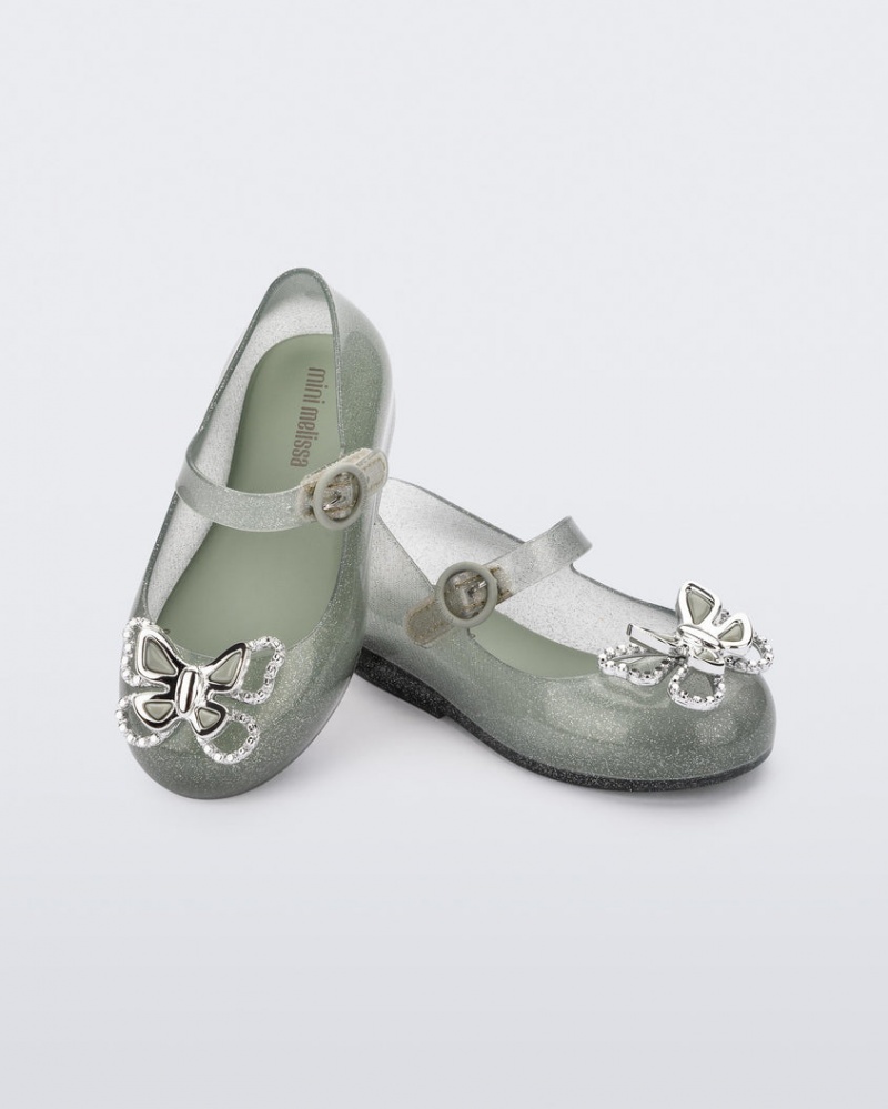 Green Baby Melissa Mini Sweet Love Butterfly Flats | DUOB-84912 | USA