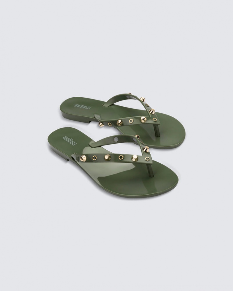 Green Women's Melissa Harmonic Studs Flip Flops | AOXR-48725 | USA