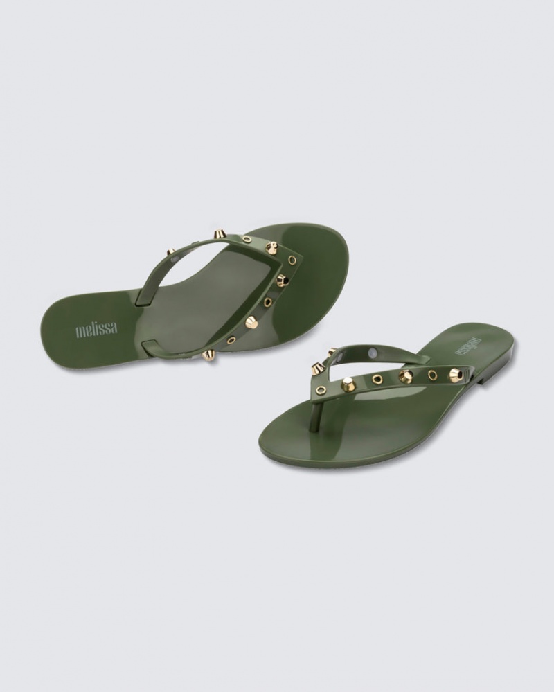 Green Women's Melissa Harmonic Studs Flip Flops | AOXR-48725 | USA